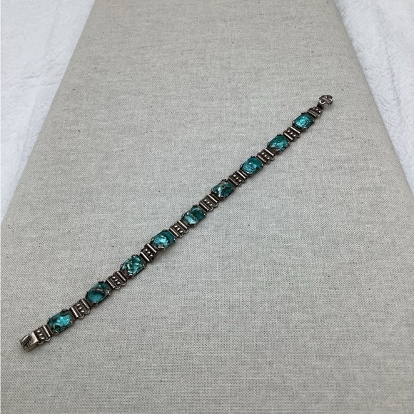 Antique Victorian Era Art Glass Sterling Silver Bracelet - Picture 2 of 5